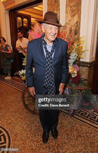 Sir Ian McKellen attends the Opening Night of "My Fair Lady" at the London Coliseum on May 18, 2022 in London, England.