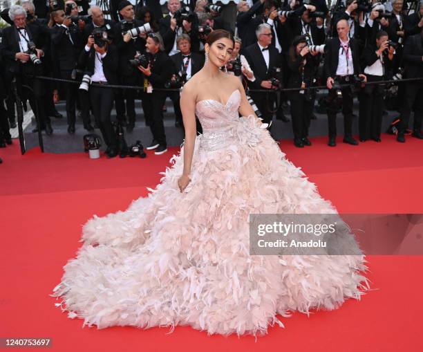 Indian actress Pooja Hegde arrives for screening of the film âTop Gun : Maverickâ at the 75th annual Cannes Film Festival in Cannes, France on May...