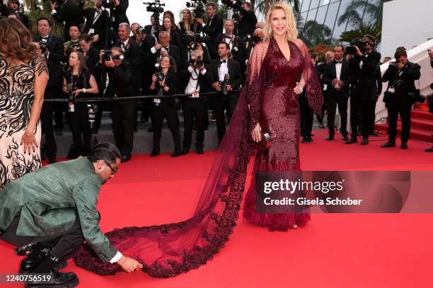 Veronica Ferres attends the screening of "Top Gun: Maverick" during the 75th annual Cannes film festival at Palais des Festivals on May 18, 2022 in...