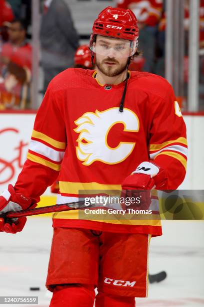 Rasmus Andersson of the Calgary Flames skates before the game against the Edmonton Oilers in Game One of the Second Round of the 2022 Stanley Cup...