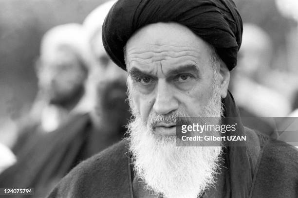 Ayatollah Khomeini praying in Neauphle -le -Chateau, France on November 20, 1978.