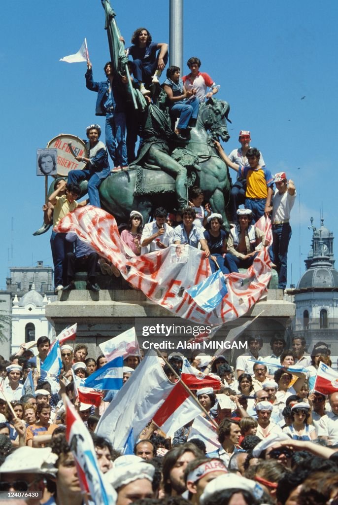Argentines Celebrate End Of Mlitary Rule
