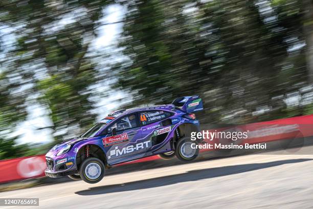 Gus Greensmith of Great Britain and Jonas Andersson of Sweden are competing with their M-Sport Ford WRT Ford Puma Rally1 during Day One of the FIA...