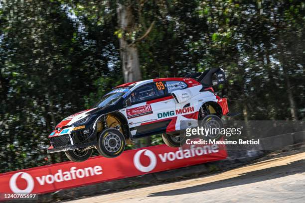 Kalle Rovapera of Finland and Jonne Halttunen of Finland are competing with their TOYOTA Gazoo Racing WRT TOYOTA GR Yaris Rally1 during Day One of...