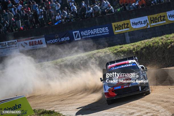 Sebastien Ogier of France and Benjamin Veillas of France are competing with their TOYOTA Gazoo Racing WRT TOYOTA GR Yaris Rally1 during Day One of...