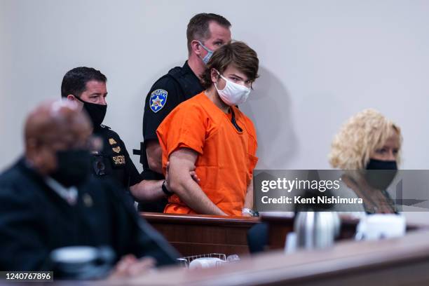 Payton Gendron is escorted in for a hearing at Erie County Court on Thursday, May 19, 2022 in Buffalo, NY. Gendron faces charges in the May 14, fatal...