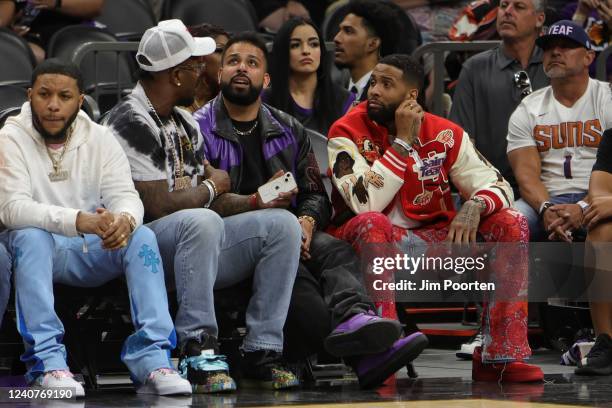 Players, Odell Beckham Jr. And Von Miller attends the game with Ben Da Biggest during Game 7 of the 2022 NBA Playoffs Western Conference Semifinals...