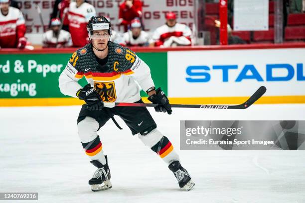 Moritz Muller of Germany in action during the 2022 IIHF Ice Hockey World Championship match between Germany and Denmark at Helsinki Ice Hall on May...