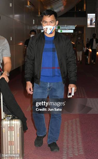 Manny Pacquiao is seen at Haneda International Airport on May 19, 2022 in Tokyo, Japan.