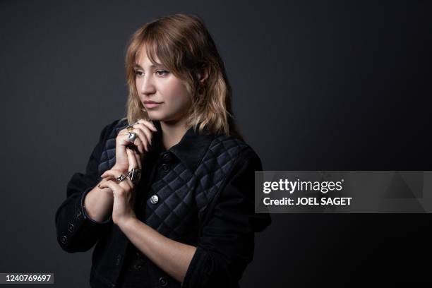 French singer Izia Higelin poses during a photo session in La Frette-sur-Seine, on May 18, 2022.