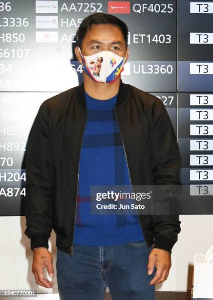 Manny Pacquiao is seen at Haneda International Airport on May 19, 2022 in Tokyo, Japan.