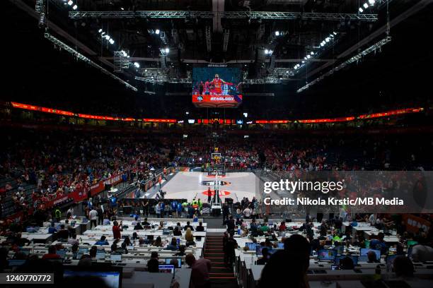 The general view of the Stark Arena during the 2022 Turkish Airlines EuroLeague Final Four Belgrade Semifinal B match between Olympiacos Piraeus v...