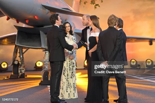 Miles Teller, Jennifer Connelly, Prince William, Duke of Cambridge, Catherine, Duchess of Cambridge, Jerry Bruckheimer and Tom Cruise attend the...