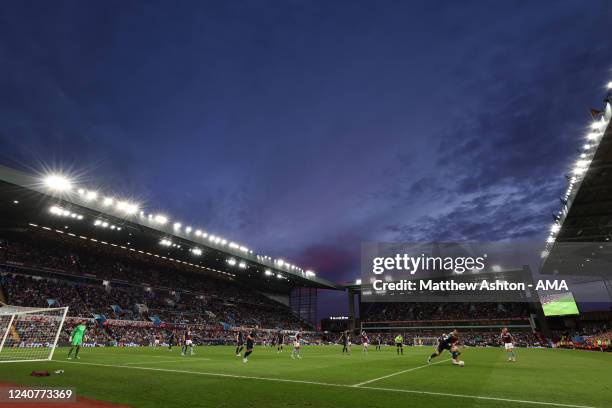 General view of Villa Park Stadium the home of Aston Villa at dusk during the Premier League match between Aston Villa and Burnley at Villa Park on...