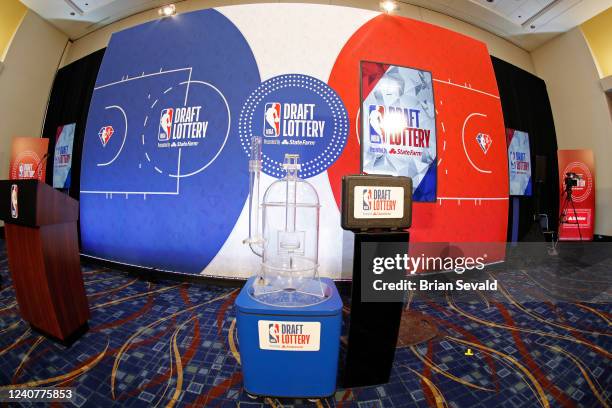 Detail photo of the ball machine during the 2022 NBA Draft Lottery at McCormick Place on May 17, 2022 in Chicago, Illinois. NOTE TO USER: User...