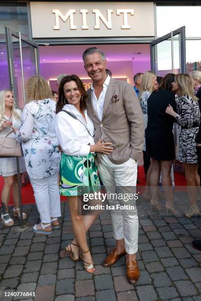 Carola Schummert, Michael Schummert during the opening of Germany's first dental spa by celebrity doctor Mariana Mintcheva on May 19, 2022 in...