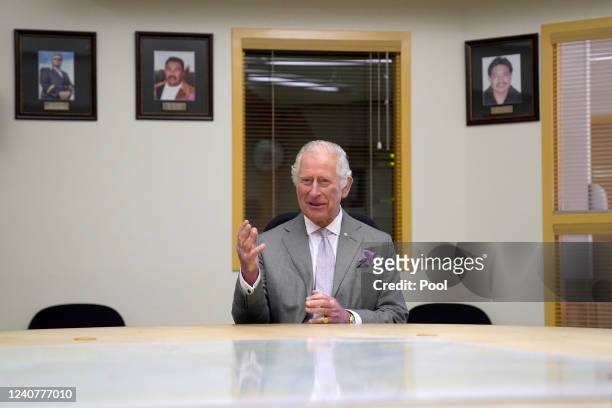 Prince of Wales attends a round table with Chief Edward Sangris of the Yellowknives Dene First Nation and Yellowknives Dene First Nation Leadership...