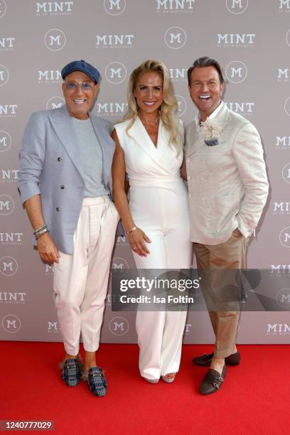 Thomas Rath, Mariana Mintcheva, Sandro Rath during the opening of Germany's first dental spa by celebrity doctor Mariana Mintcheva on May 19, 2022 in...