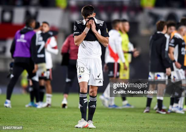 Bruno Gutierrez of Colo Colo reacts after losing the Copa CONMEBOL Libertadores 2022 match between River Plate and Colo Colo at Estadio Monumental...