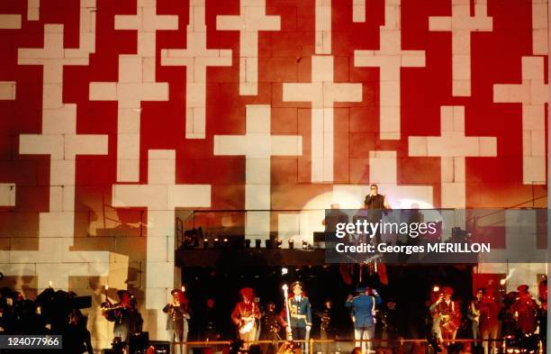 Pink Floyd performs In Berlin, Germany On July 21, 1990 - Pink Floyd performs "The Wall" in Berlin to commemorate the fall of the Berlin Wall.