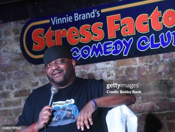 Comedian Aries Spears performs at The Stress Factory Comedy Club on May 19, 2022 in New Brunswick, New Jersey.