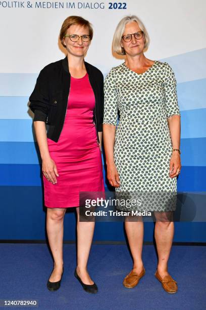 Franziska Brantner and Christiane Hoffmann attend the Annual Get Together at ARD studio on May 19, 2022 in Berlin, Germany.