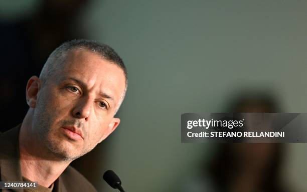Actor Jeremy Strong attends a press conference for the film "Armageddon Time" at the 75th edition of the Cannes Film Festival in Cannes, southern...