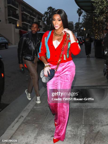 Winnie Harlow and Emmanuel Ezugwu are seen on May 19, 2022 in Los Angeles, California.