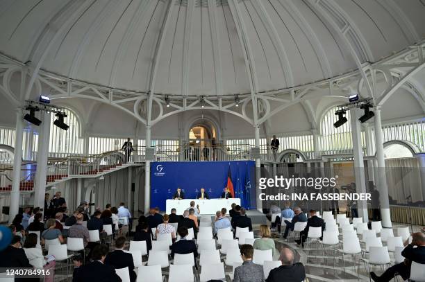 Germany's Finance Minister Christian Lindner and the President of the German Central Bank Joachim Nagel give a press conference at the end of a...