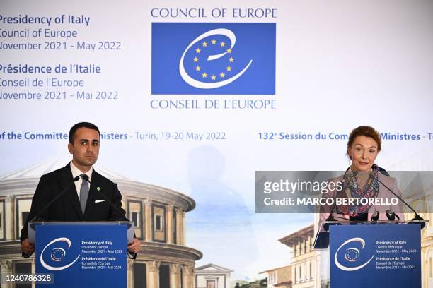 Secretary General of the Council of Europe, Marija Pejcinovic Buric and Italy's Foreign Affairs Minister, Luigi Di Maio hold a joint press conference...