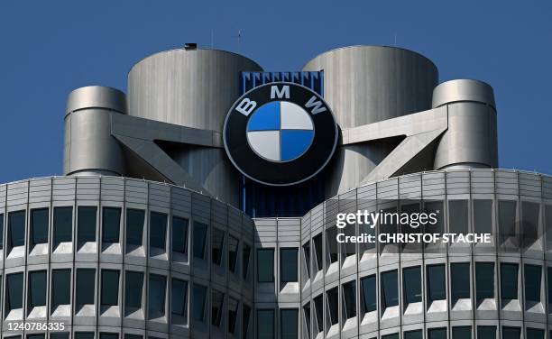 The headquarters of German carmaker BMW are pictured in Munich, southern Germany, on May 20, 2022.