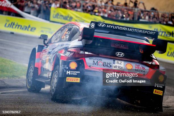 Dani Sordo and Candido Carrera in action during the FIA World Rally Championship Portugal - Day One on May 19, 2022 in Coimbra, Portugal.