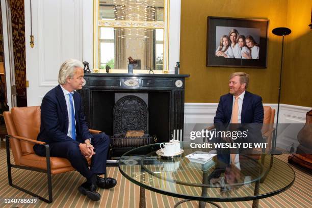 King Willem-Alexander of the Netherlands receives Party for Freedom chairman Geert Wilders for an introductory meeting at Huis ten Bosch in The Hague...