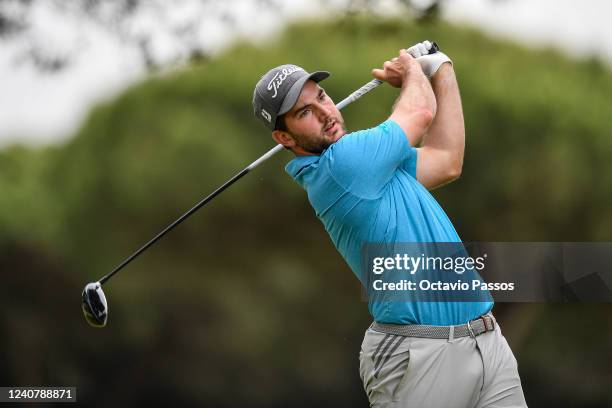 Bradley Neil of Scotland plays his tee shot on the 13th hole during day two of the Challenge de Espana at Iberostar Real Club de Golf Novo Sancti...