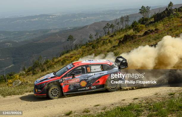 Porto , Portugal - 20 May 2022; Thierry Neuville and Martijn Wydaeghe of Belgium their Hyundai i20 N Rally 1 compete during day two of the FIA World...