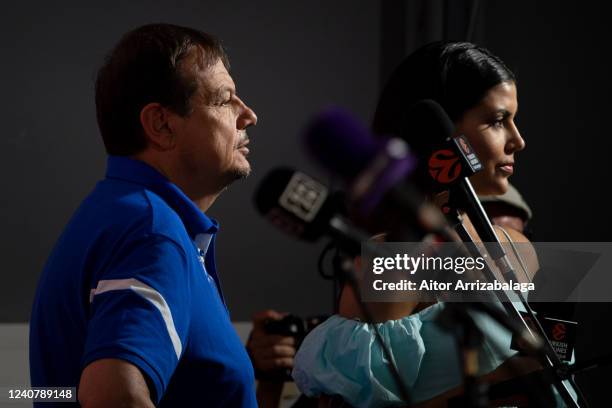 Ergin Ataman, Head Coach of Anadolu Efes Istanbul attends to the media prior to the Turkish Airlines EuroLeague Final Four Belgrade 2022 Anadolu Efes...