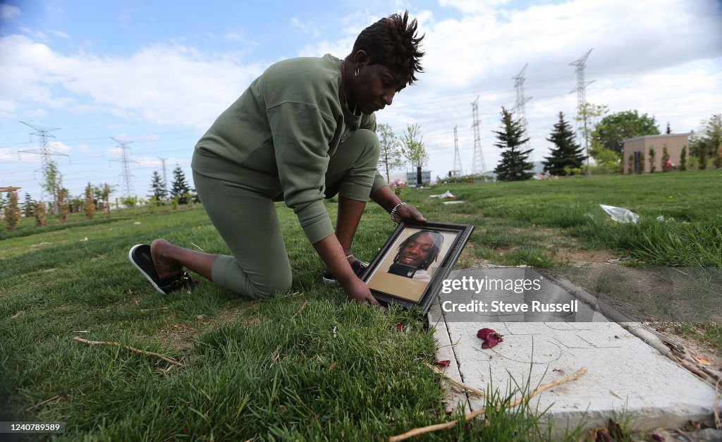 Faye Facey visits the graveside of her son Chadd every day.  Chadd Facey, a 19-year-old Brampton boy who died hours after a physical altercation with two off-duty Toronto police officers in April 2021, following the sale of a counterfeit Apple watch.