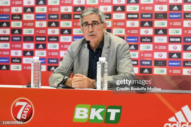 Jordi Bertomeu, EuroLeague Basketball CEO during the Press Conference on May 20, 2022 in Belgrade, Serbia.