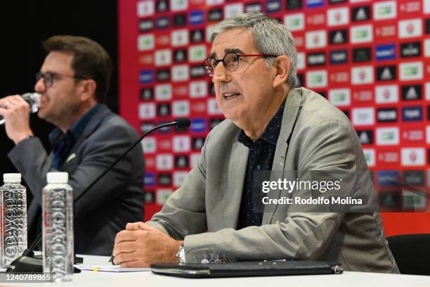 Jordi Bertomeu, EuroLeague Basketball CEO during the Press Conference on May 20, 2022 in Belgrade, Serbia.