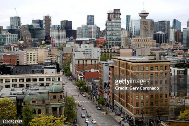 East Hastings Street, with downtown shown in the background, is where high levels of drug use, homelessness, poverty, crime, mental illness and sex...