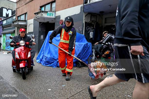 The City of Vancouver Engineering Services clean along East Hastings Street daily where high levels of drug use, homelessness, poverty, crime, mental...