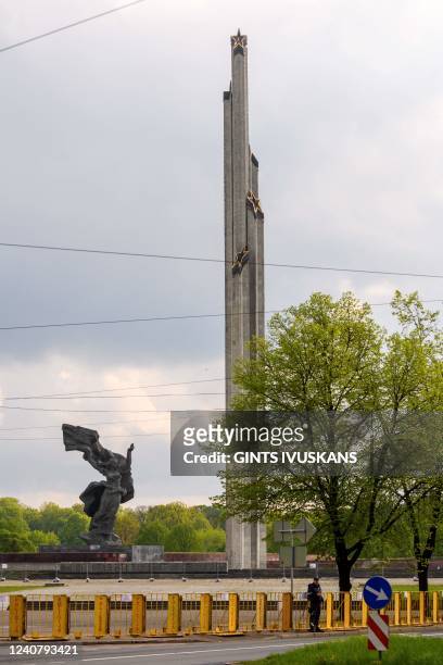 The Soviet 'Victory Monument', or Monument to the Liberators of Soviet Latvia and Riga from the German Fascist Invaders, is pictured in Riga, Latvia...