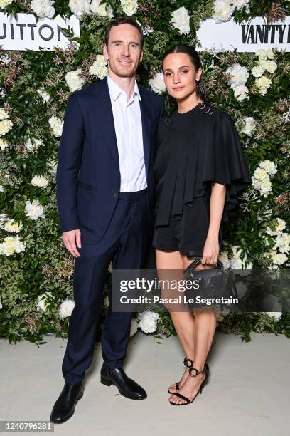 Michael Fassbender and Alicia Vikander attend the Vanity Fair x Louis Vuitton dinner during the 75th annual Cannes Film Festival at Fred LEcailler on...