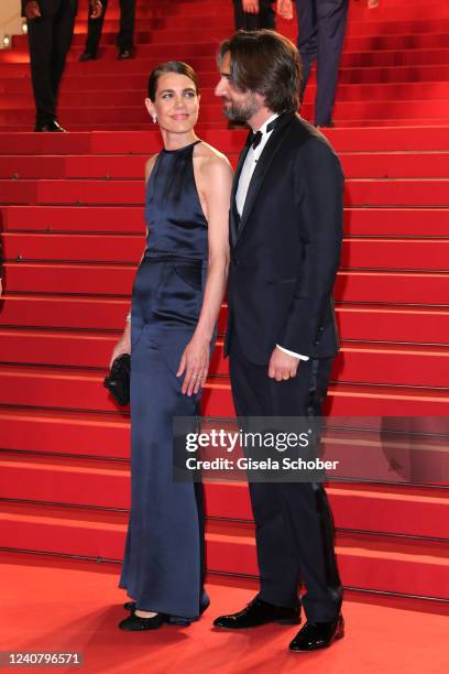 Princess Charlotte Casiraghi and French producer Dimitri Rassam attend the screening of "Brother And Sister " during the 75th annual Cannes film...