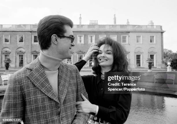 The Marquess and Marchioness of Tavistock, Robin Russell and Henrietta Russell, outside their home, Woburn Abbey, Bedfordshire, on 31st May 1974.