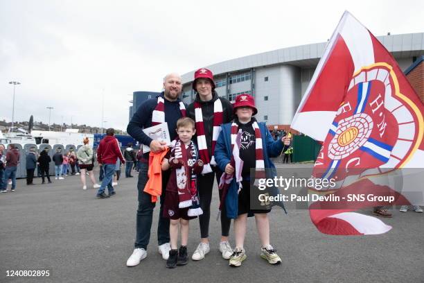 Hearts Fans during the Scottish Cup Final match between Rangers and Hearts at Hampden Park, on May 21 in Glasgow, Scotland.