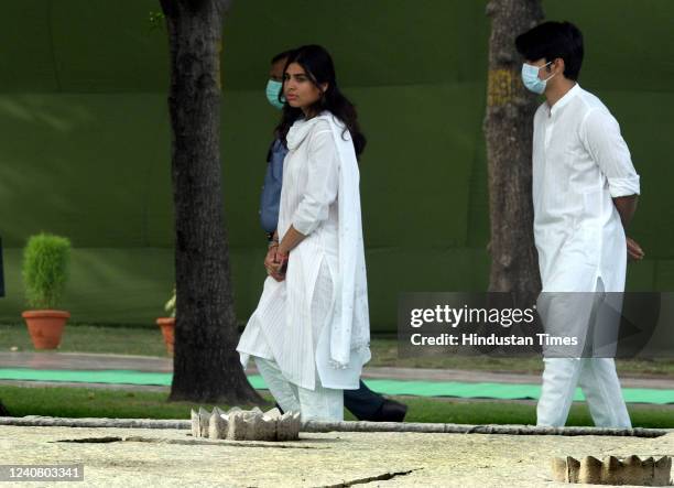 Miraya Vadra, Raihan Vadra, Children of General secretary of the All India Congress Committee Priyanka Gandhi Vadra attending the Ceremony of...