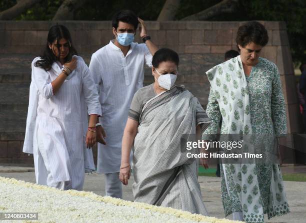 General secretary of the All India Congress Committee Priyanka Gandhi Vadra. Along with her Mother in Law Maureen Vadra, and Childrens Miraya Vadra,...
