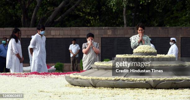 General secretary of the All India Congress Committee Priyanka Gandhi Vadra Along with her Mother in Law Maureen Vadra, and Childrens Miraya Vadra,...