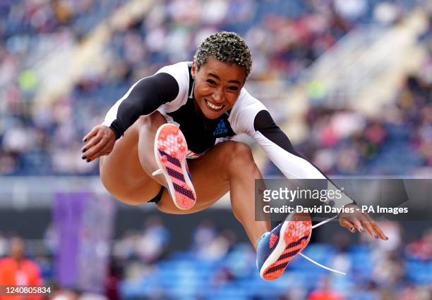Great Britain's Jazmin Saywers in action during the Women's Long Jump during the Muller Birmingham Diamond League meeting at the Alexander Stadium,...